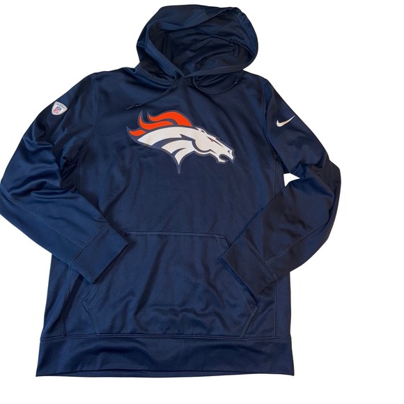 Nike Men's Large NFL On Field Denver Broncos Therma-Fit Hoodie Sweatshirt - Picture 1 of 8